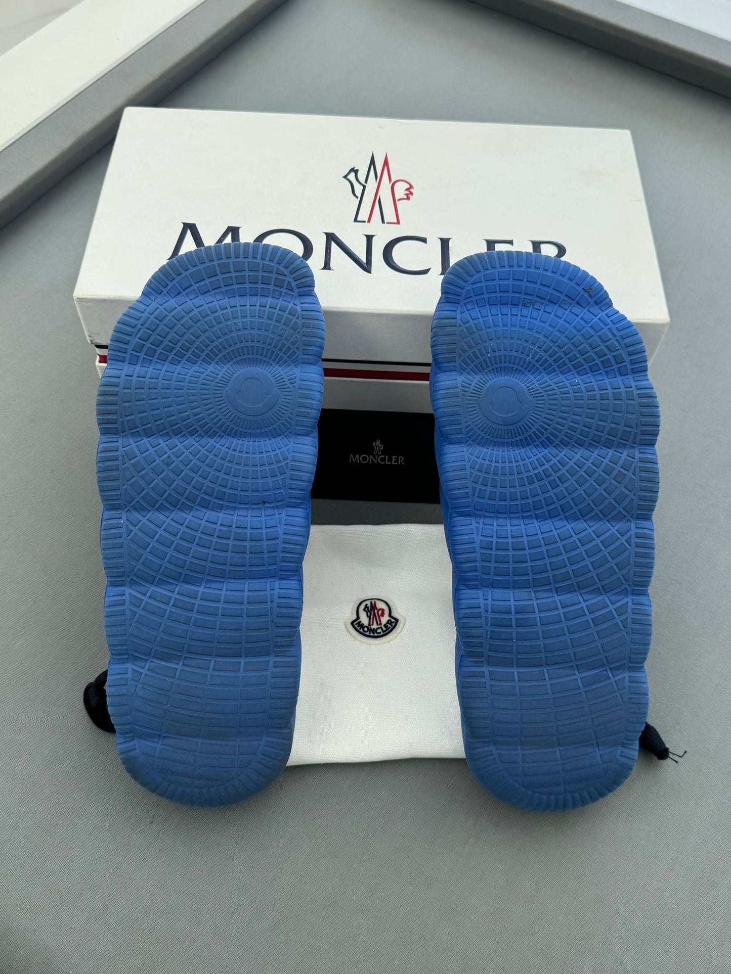 Moncler Blue Lilo Sliders - Size 10 (EU44)