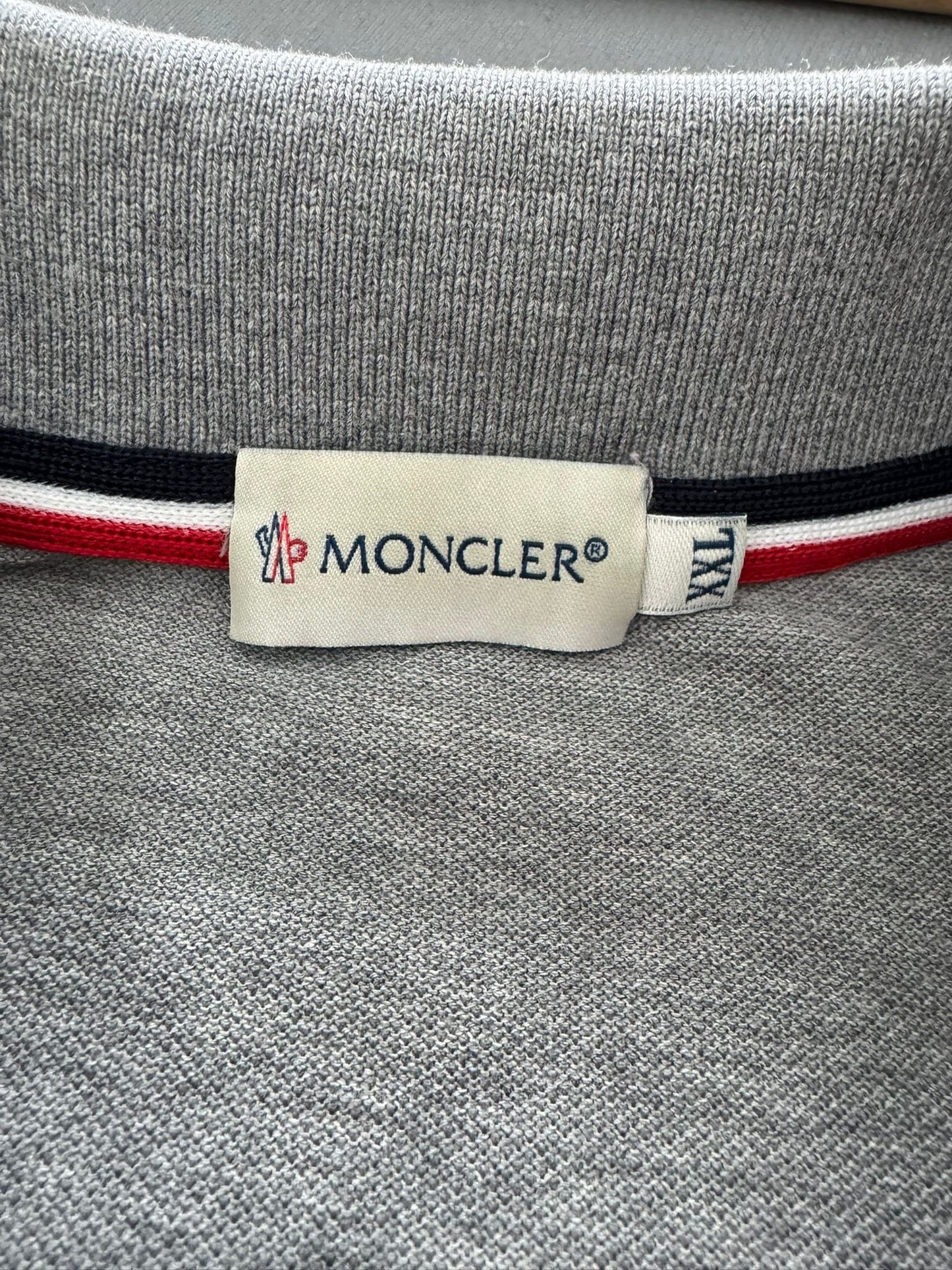 Moncler Long Sleeve Grey Polo - Size: XXL (24'' ptp)