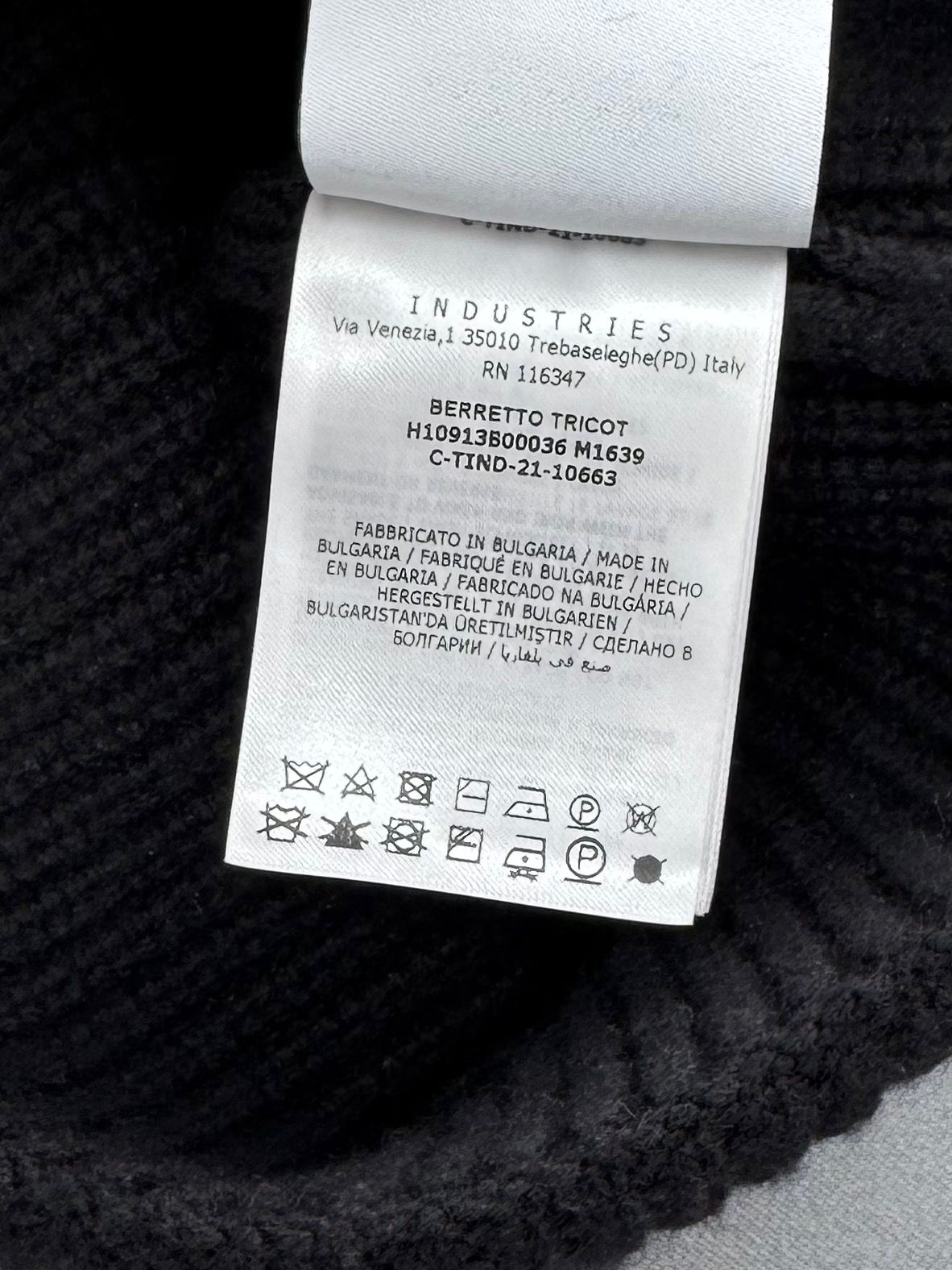 Moncler Black “ Born To Protect “ Tricot Wool Beanie