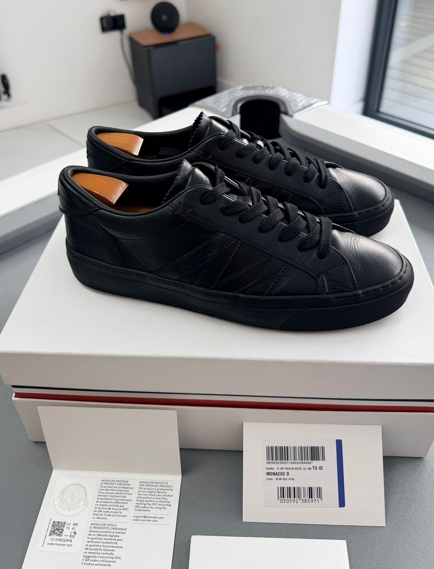 Authentic Pre-Loved Moncler Black Monaco Trainers UK