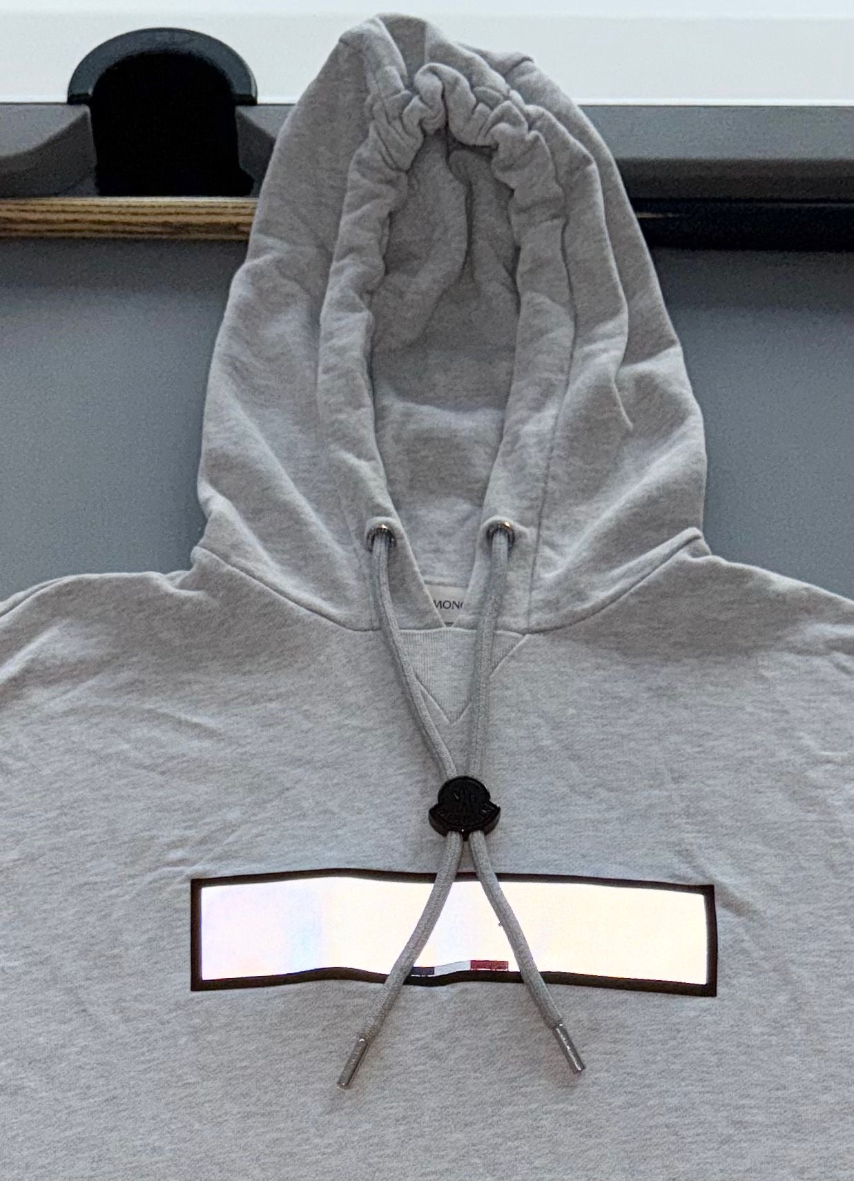 Moncler Maglia Grey Reflective Bar Hooded Sweater - Large (23''ptp)