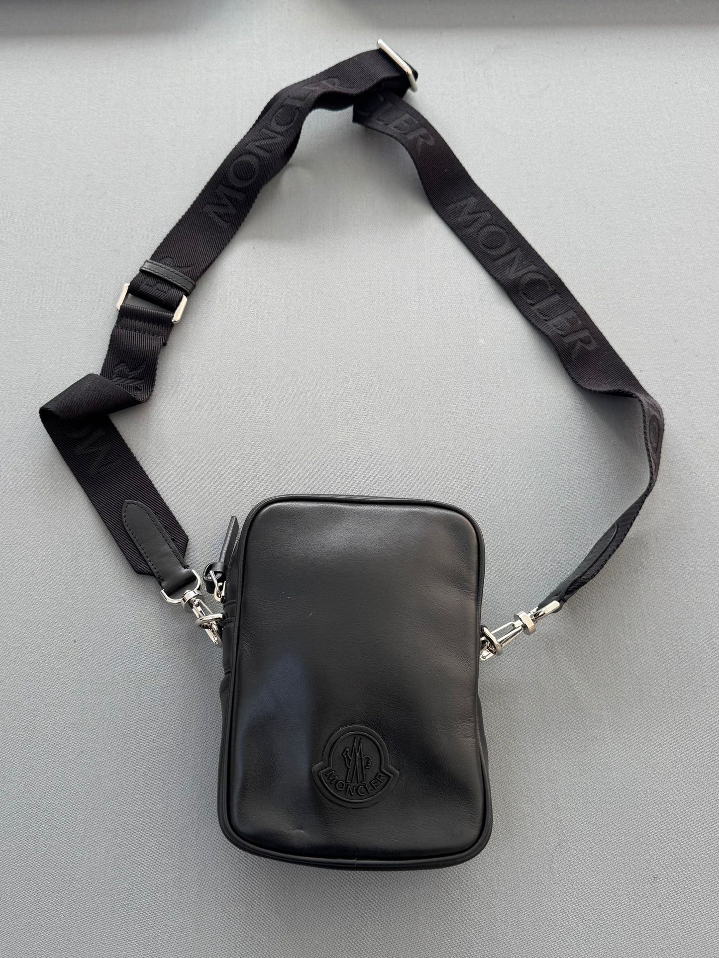 Moncler Mini Black Leather-Trimmed Crossbody Bag