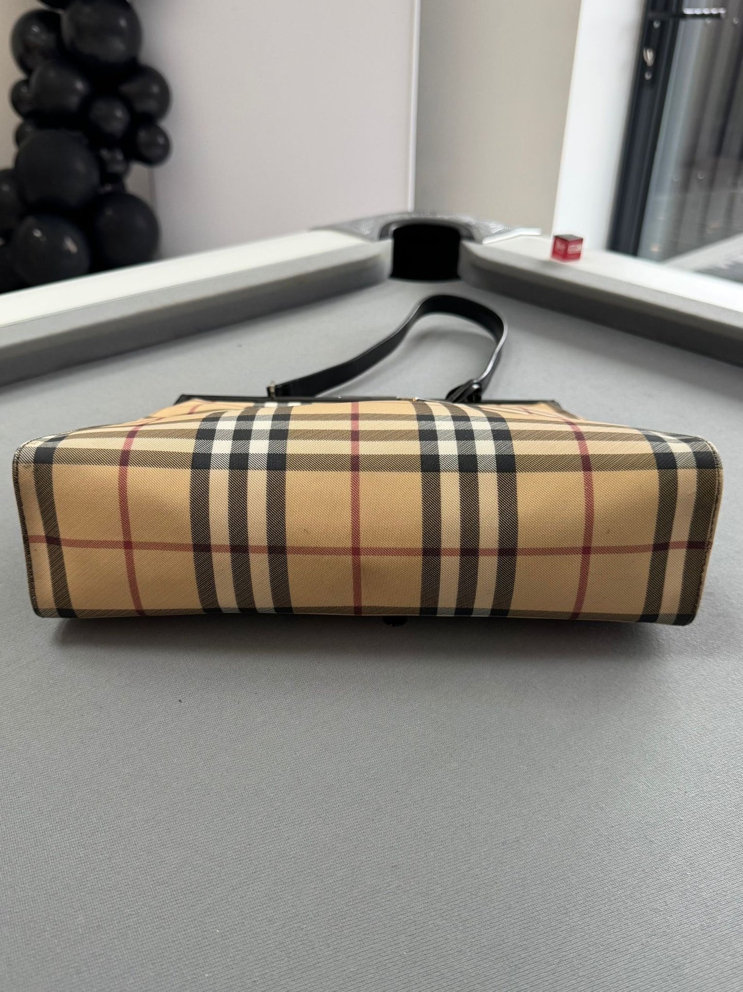 Burberry Check Canvas & Leather Shoulder Bag