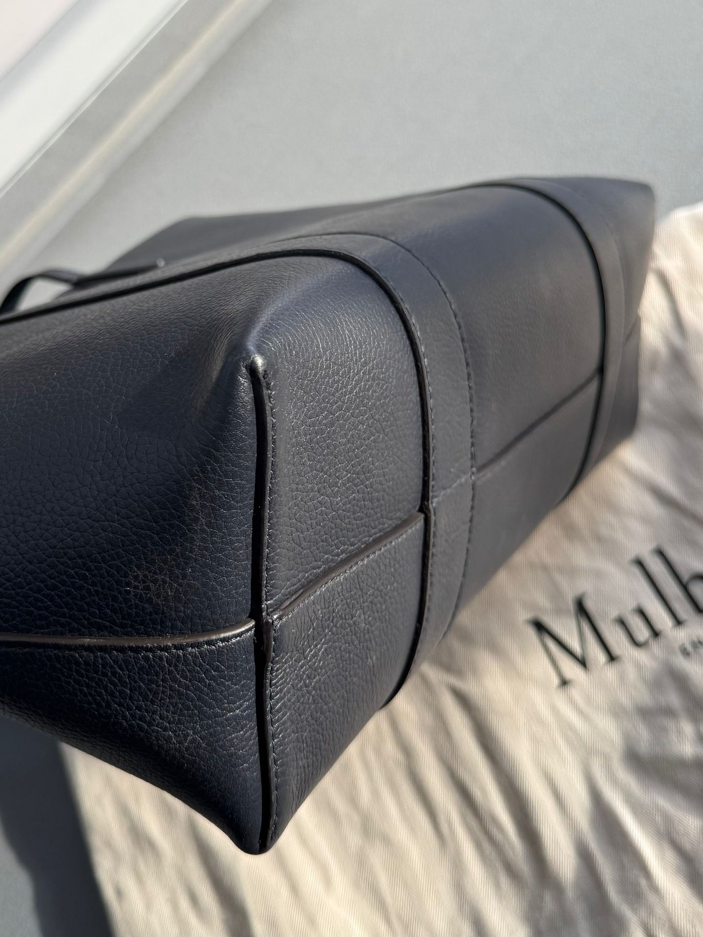 Mulberry Bayswater Tote In Night Sky Classic Grain With Silver Hardware