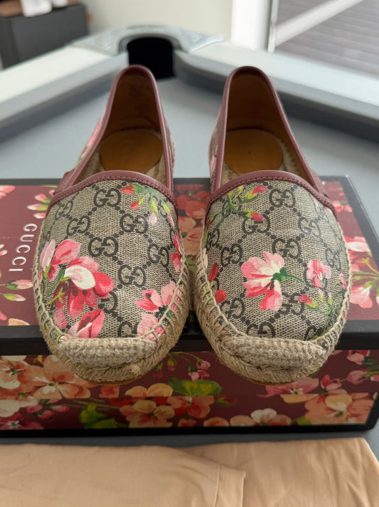 Gucci Multicolor GG Floral Bloom Coated Canvas Slip On Espadrilles UK 3/EU 35.5