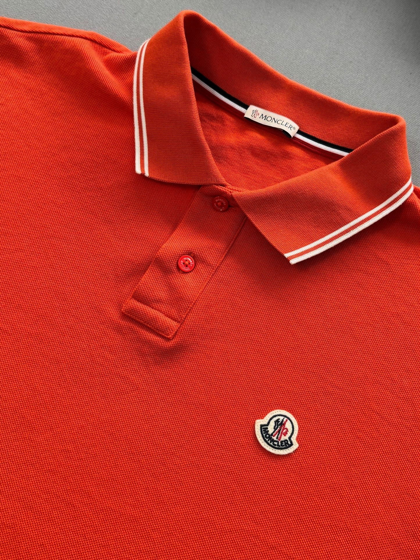 Moncler Orange Polo - Size: 3XL (26''PTP)
