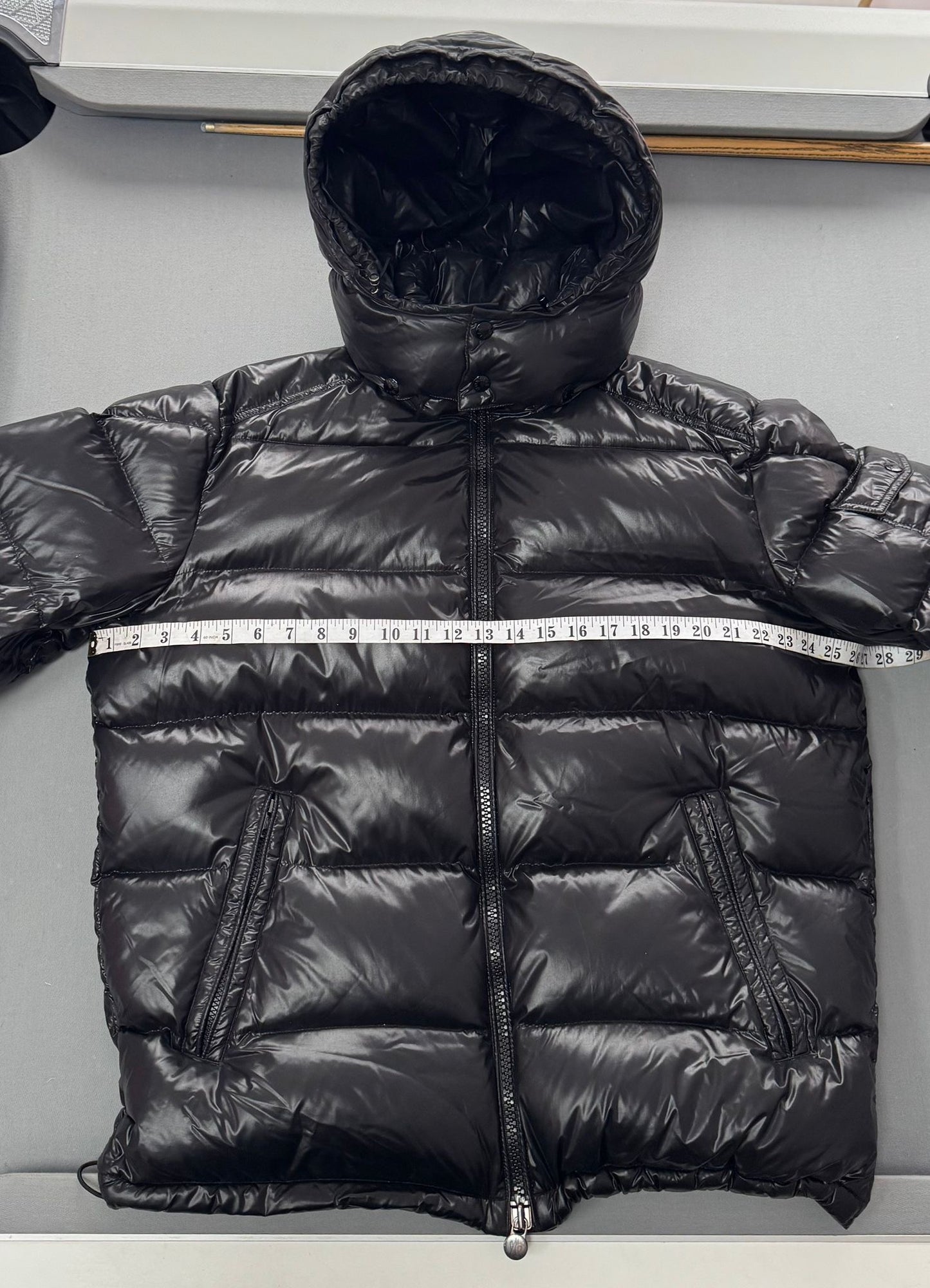 Moncler Maya Hooded Short Down Jacket In Black - Size: 6 (26'' ptp)
