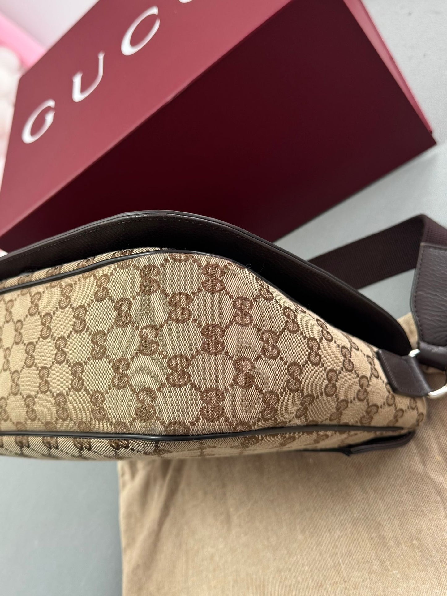 Gucci GG Flap Canvas Messenger Bag