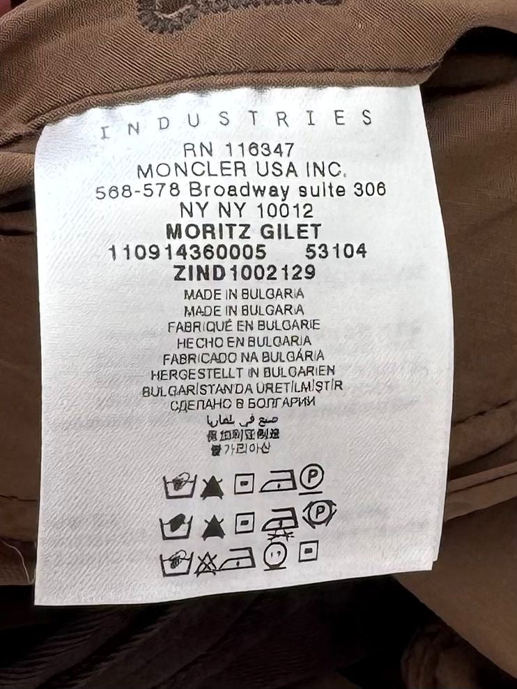 Moncler Mortiz Brown/ Tan Gilet - Size: 1 (Small/Medium) 20'' ptp
