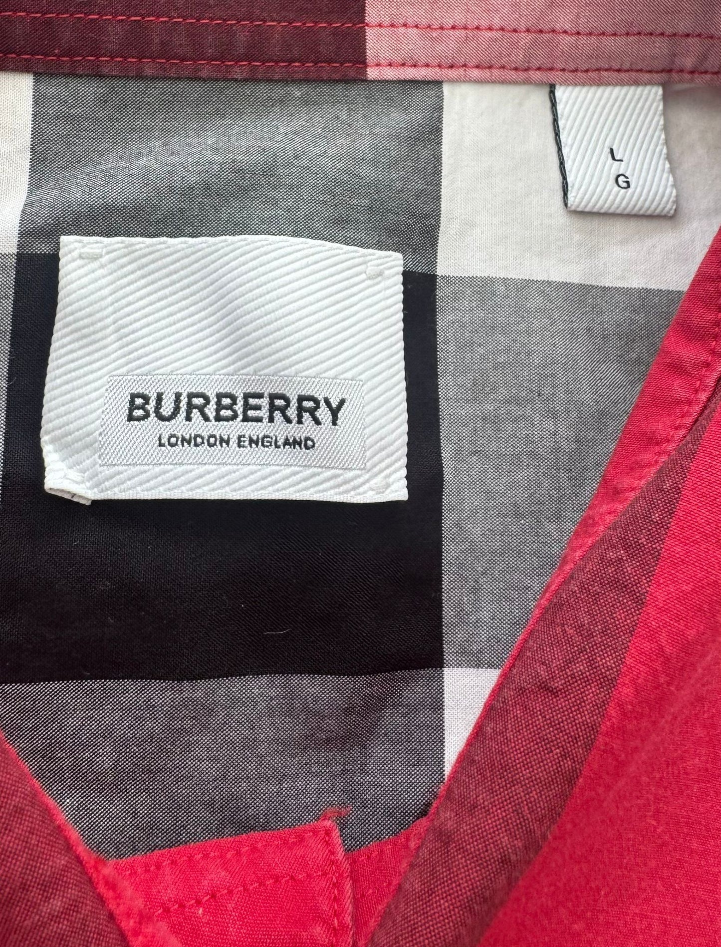 Burberry Somerton Long Sleeve Red Check Shirt - Large- 22.5” PTP