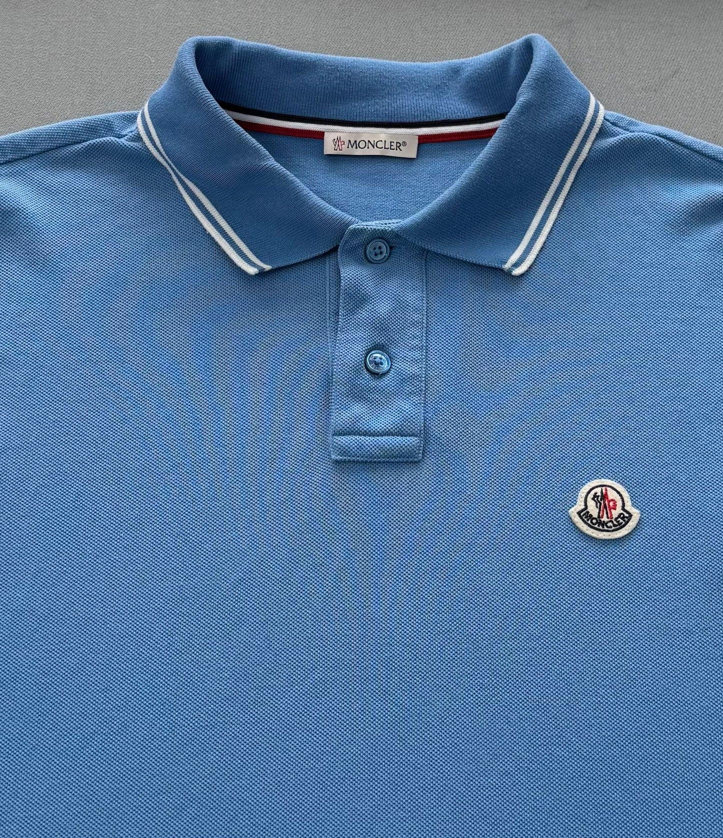 Moncler Blue Polo T-shirt - Medium (19.5”PTP)