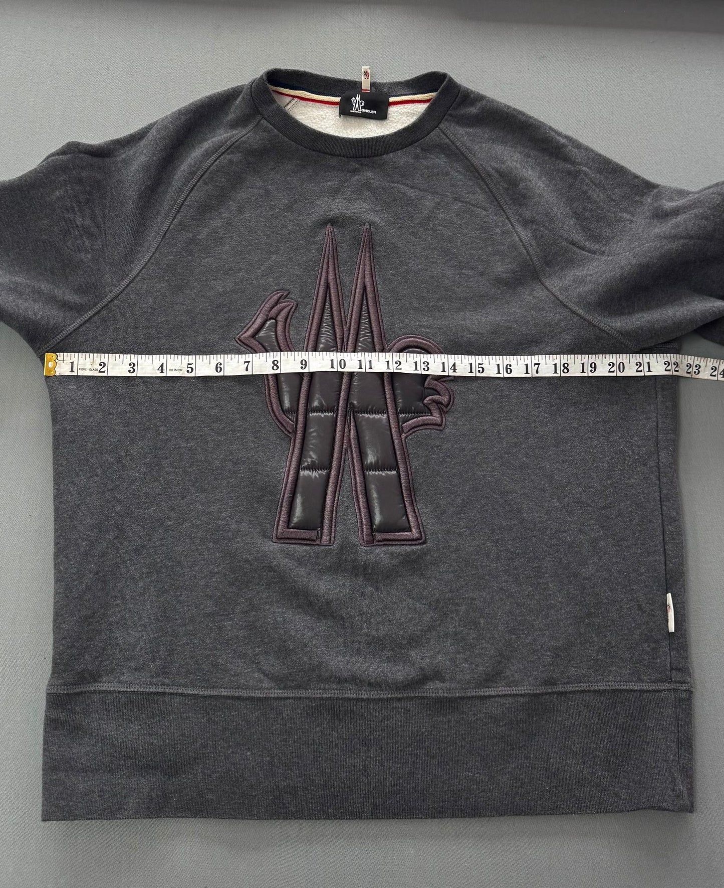 Moncler Grenoble Dark Grey Nylon Logo Sweatshirt - Size: XL (22''ptp)