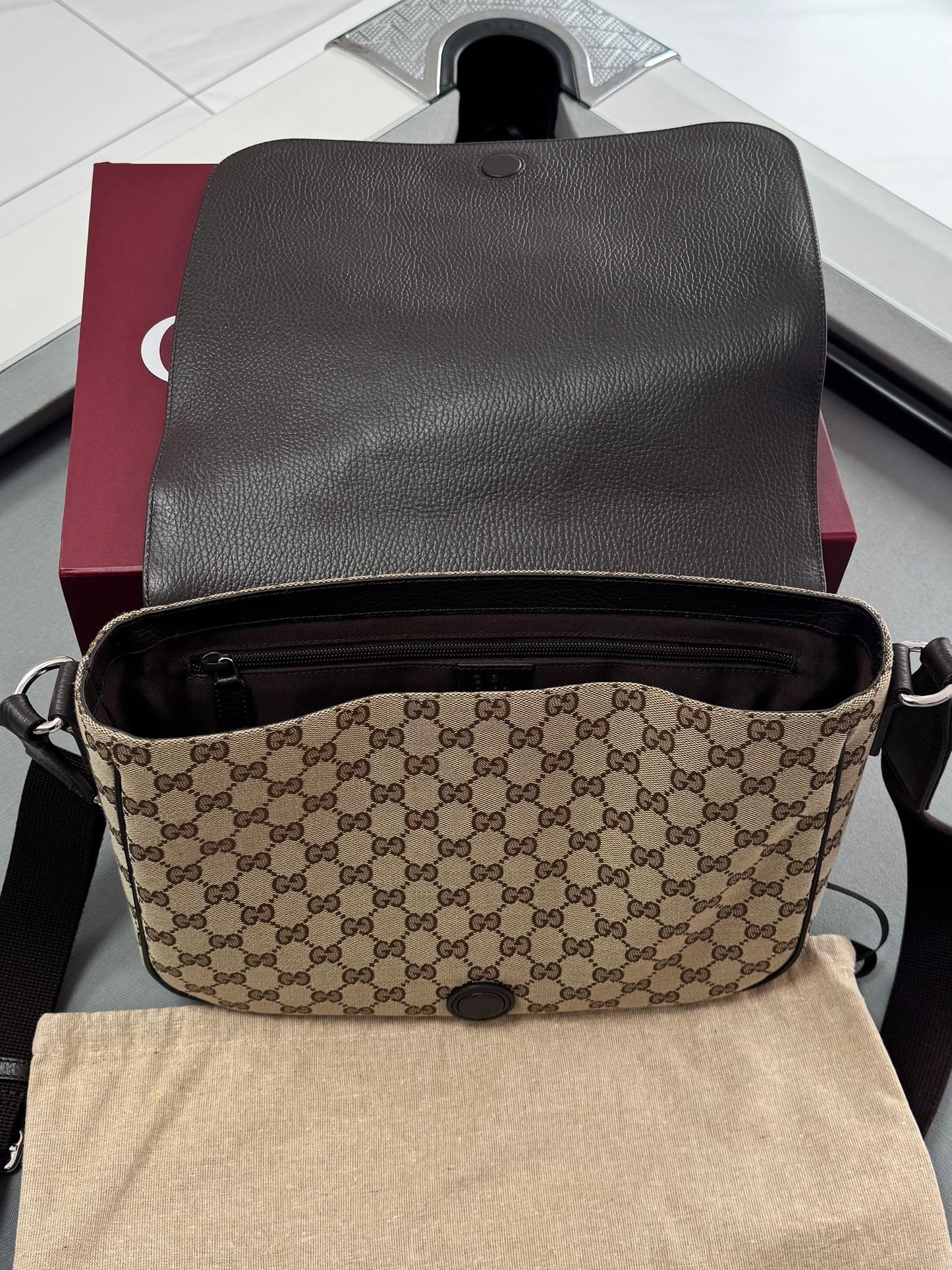 Gucci GG Flap Canvas Messenger Bag
