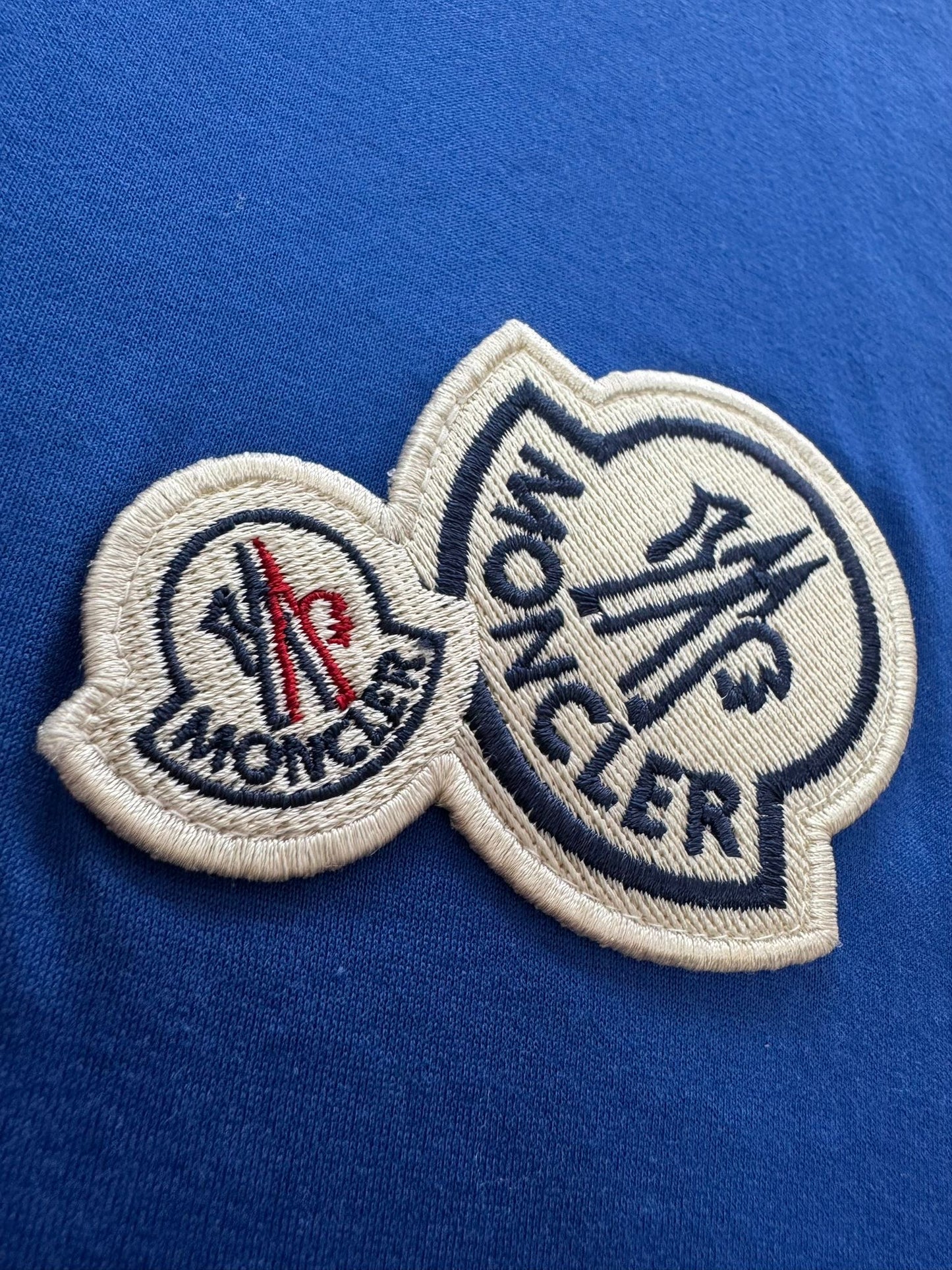 Moncler Double Logo Royal Blue T Shirt - XL (21.5'' ptp)