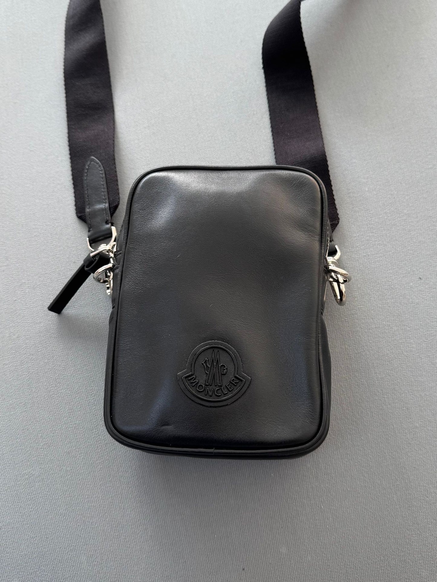 Moncler Mini Black Leather-Trimmed Crossbody Bag