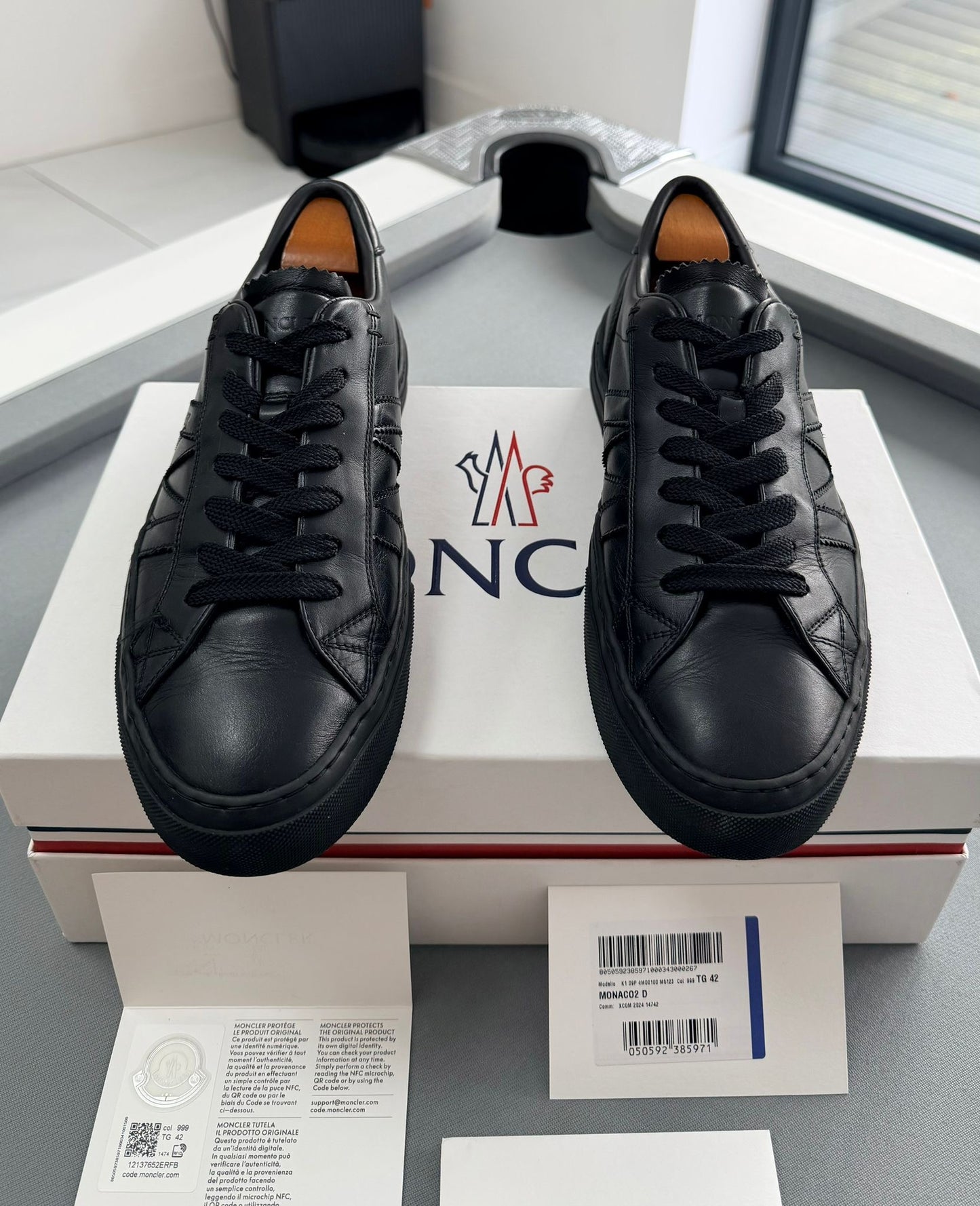 Authentic Pre-Loved Moncler Black Monaco Trainers UK
