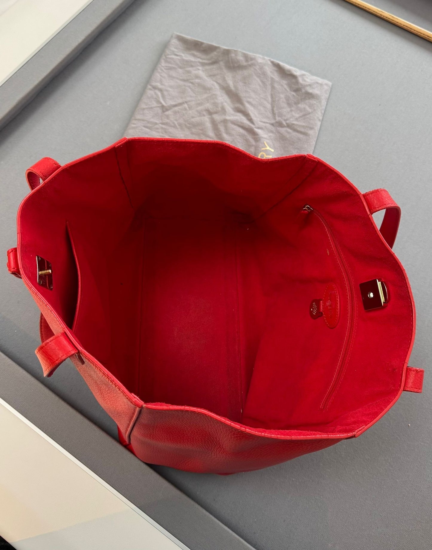 Mulberry Leather Tessie Tote in Poppy Red