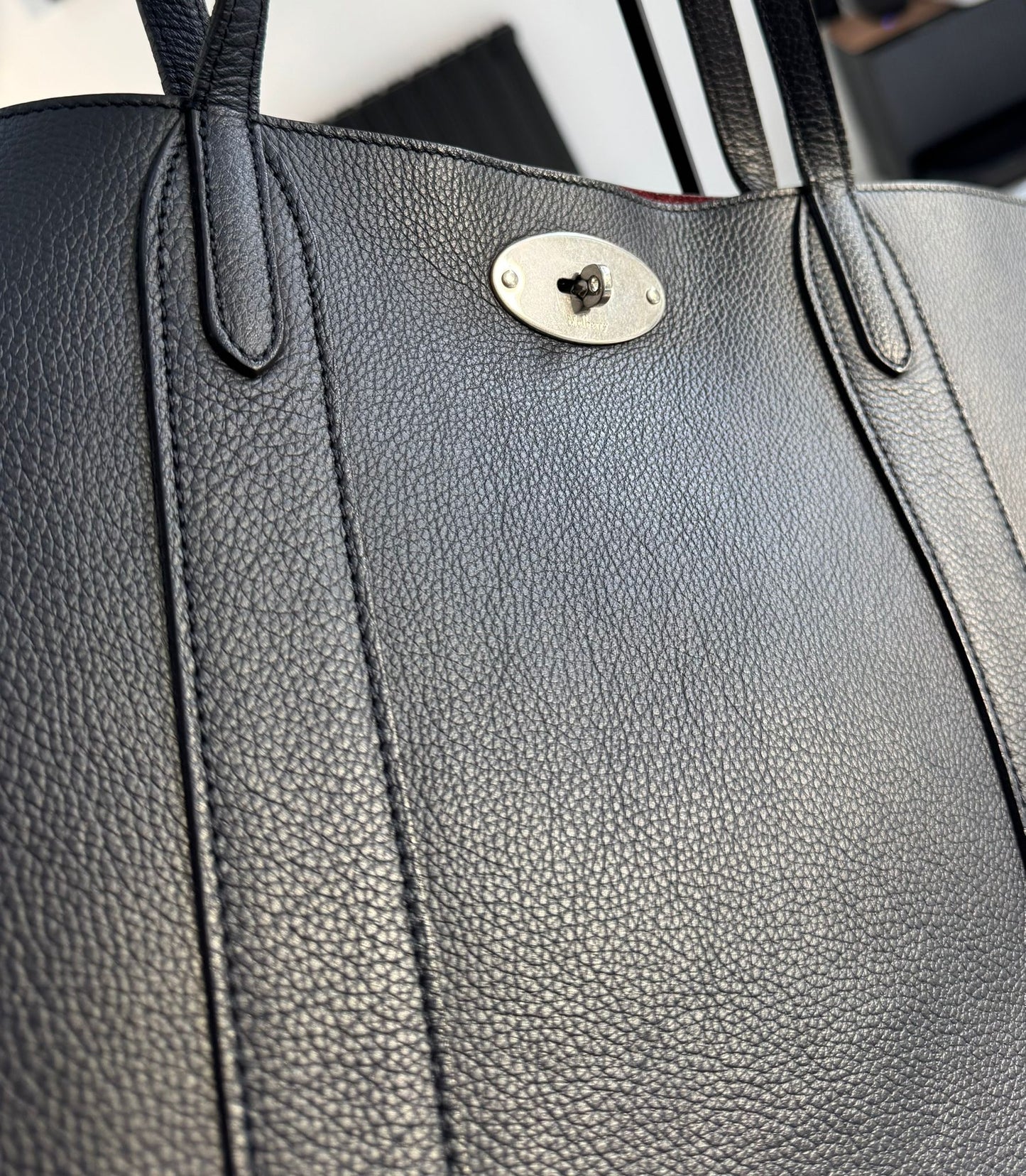 Mulberry Bayswater Tote In Night Sky Classic Grain With Silver Hardware