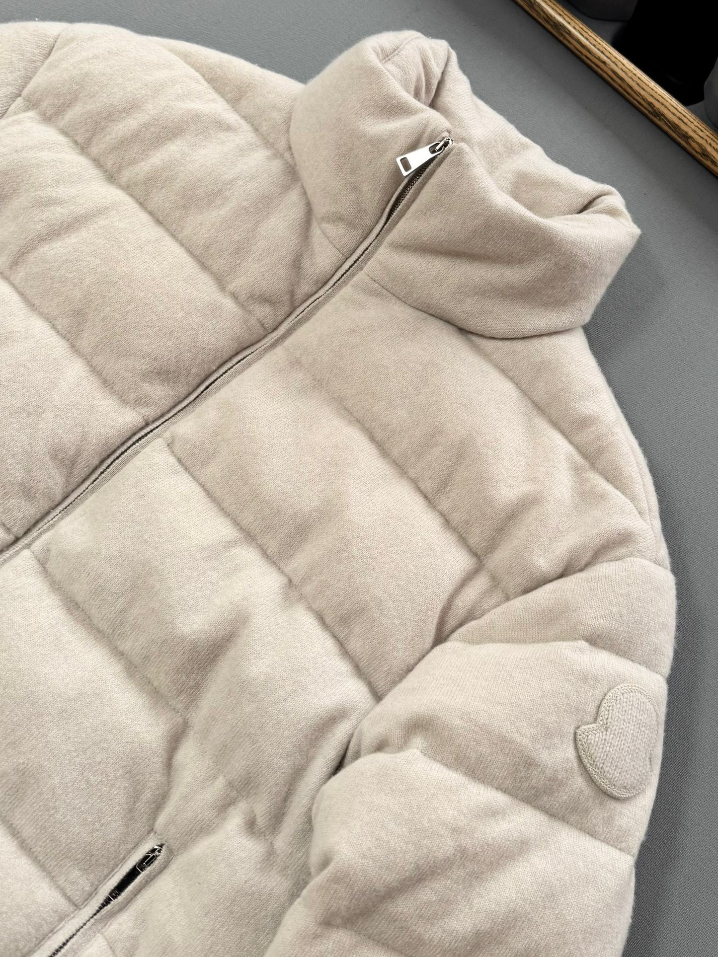Moncler Beige Cayeux Wool Blend Down Jacket - Size 2 (UK10-12)