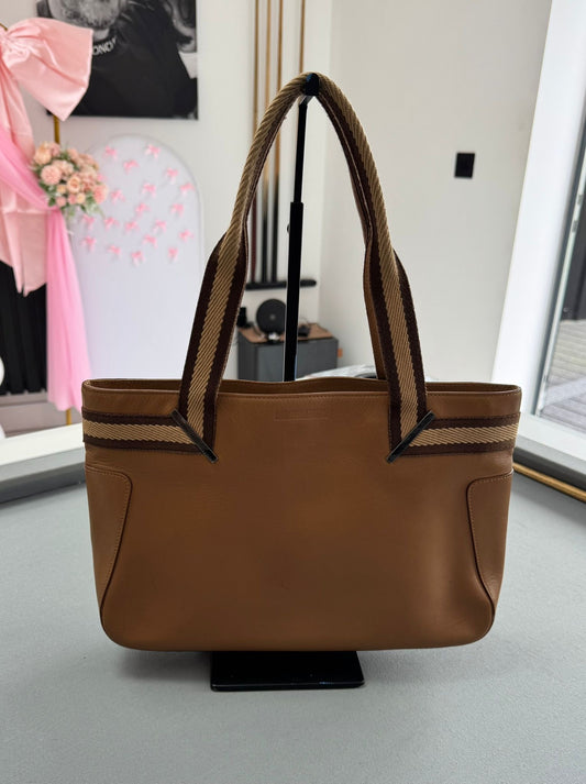 Gucci Tan Web Leather Tote