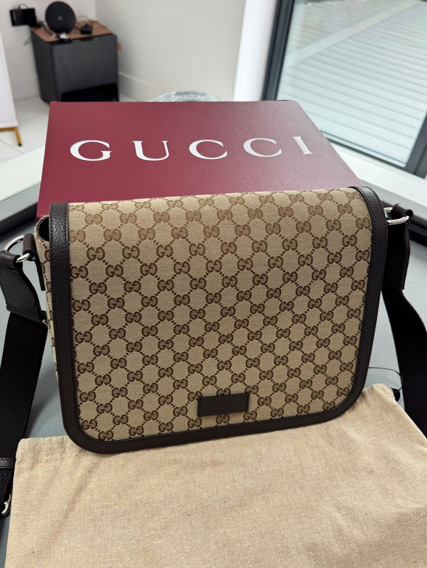 Gucci GG Flap Canvas Messenger Bag