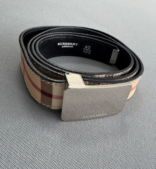 Burberry Nova Check Coated Canvas Belt - Size 40 / 100 - Fits UK12/14
