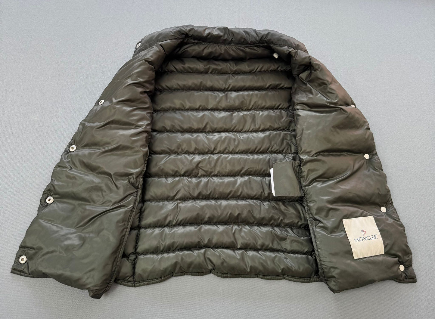 Moncler Liane Gilet In Olive Green - Size 1 (UK8)