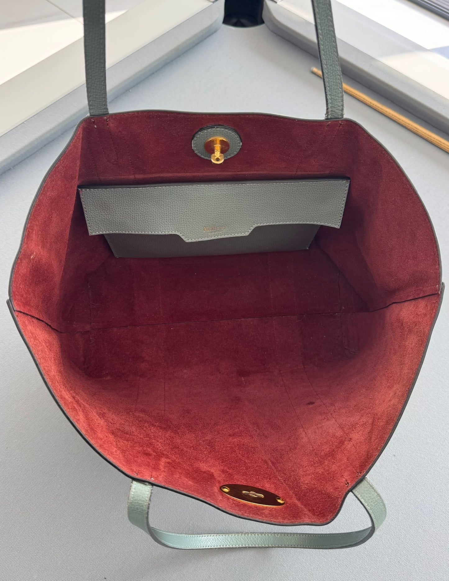 Mulberry Bayswater Tote In Antique Blue With Gold Hardware - Limited Edition