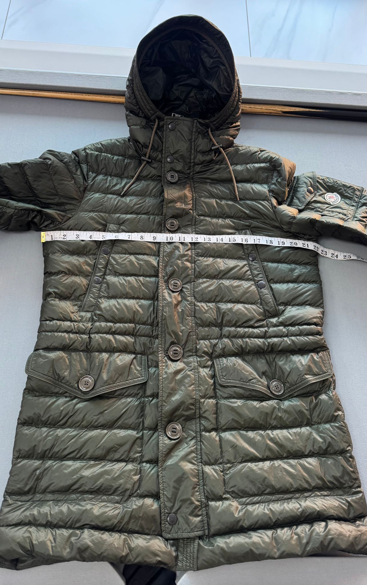 Moncler Benjamin Quilted Khaki Jacket - Size 3 (22''ptp)