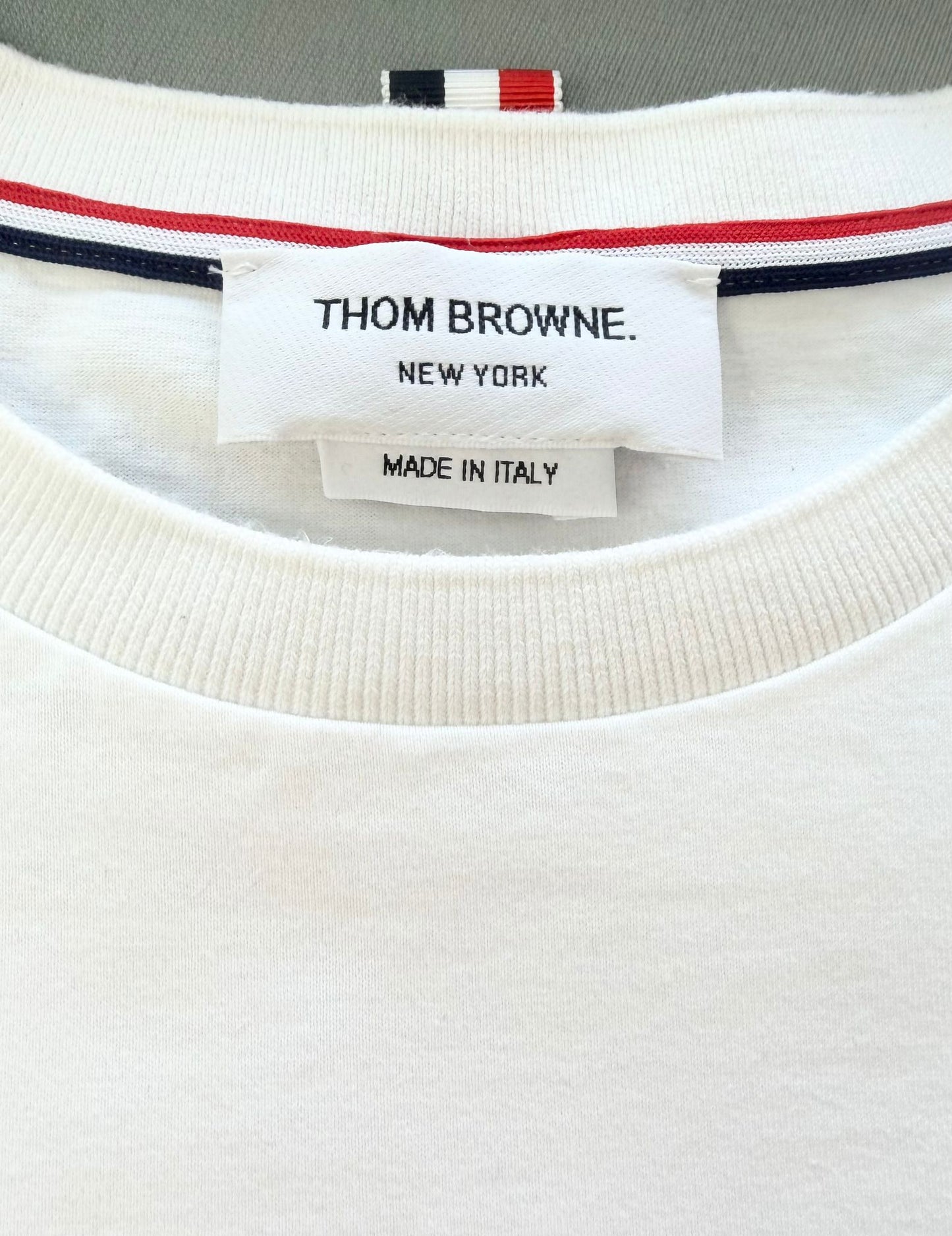 Thom Browne Diagonal Stripe White T Shirt - Size: 4 (XL) (23.5 ptp)