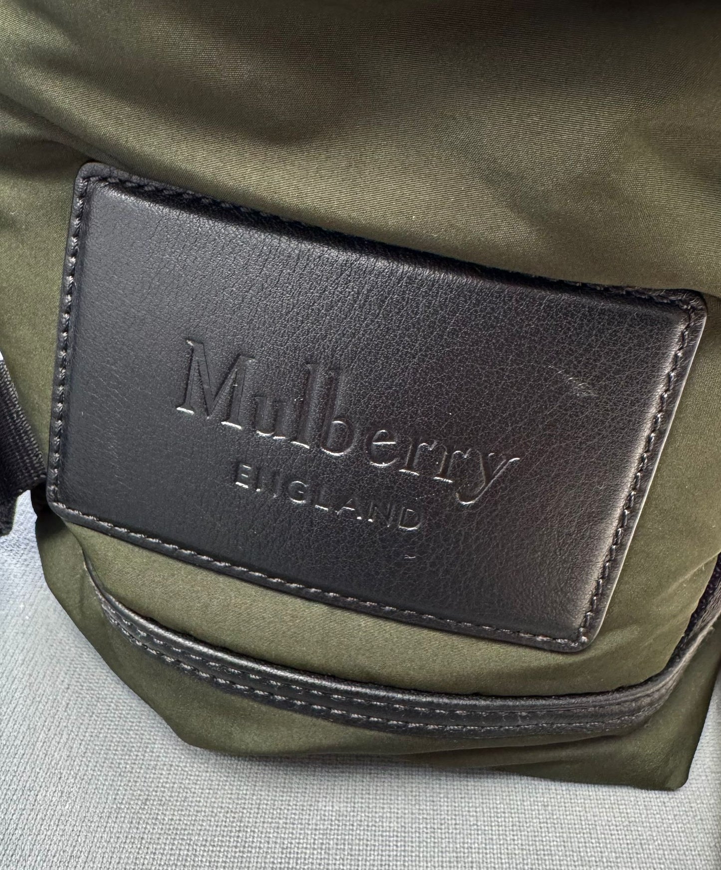 Mulberry Khaki Leather-Trimmed Padded Recycled Nylon Backpack
