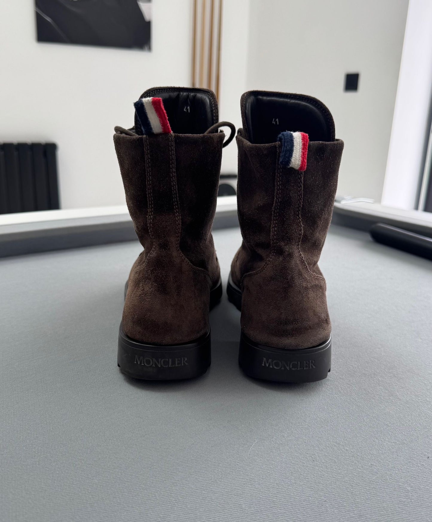 Moncler Brown Suede Combat Boots - EU41 - UK7 (Fit UK8)