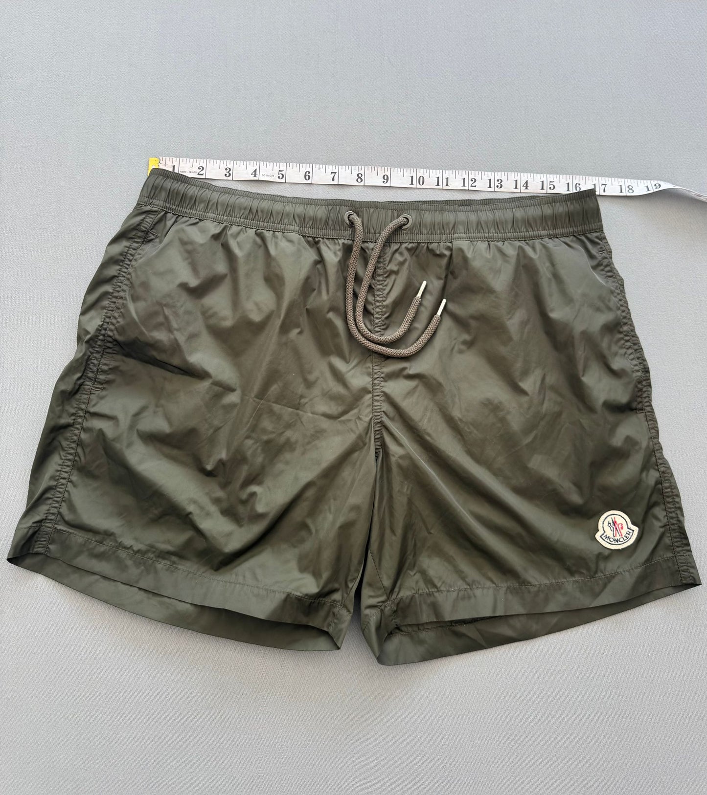 Moncler Logo Khaki Swim Shorts - Large - 32-34'' Waist