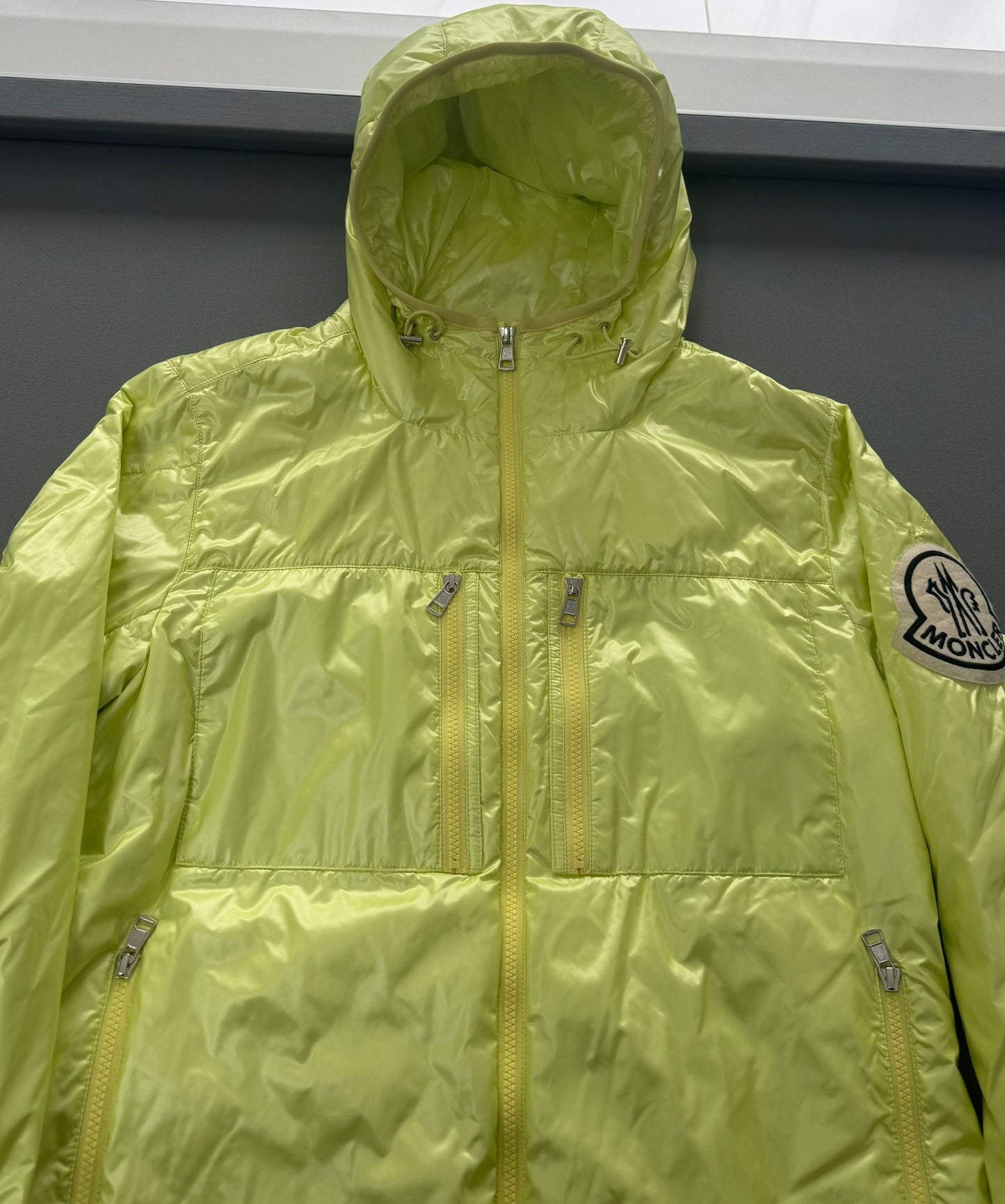 Moncler Neon Yellow Down Lafond Jacket - Size: 4 (24''ptp)