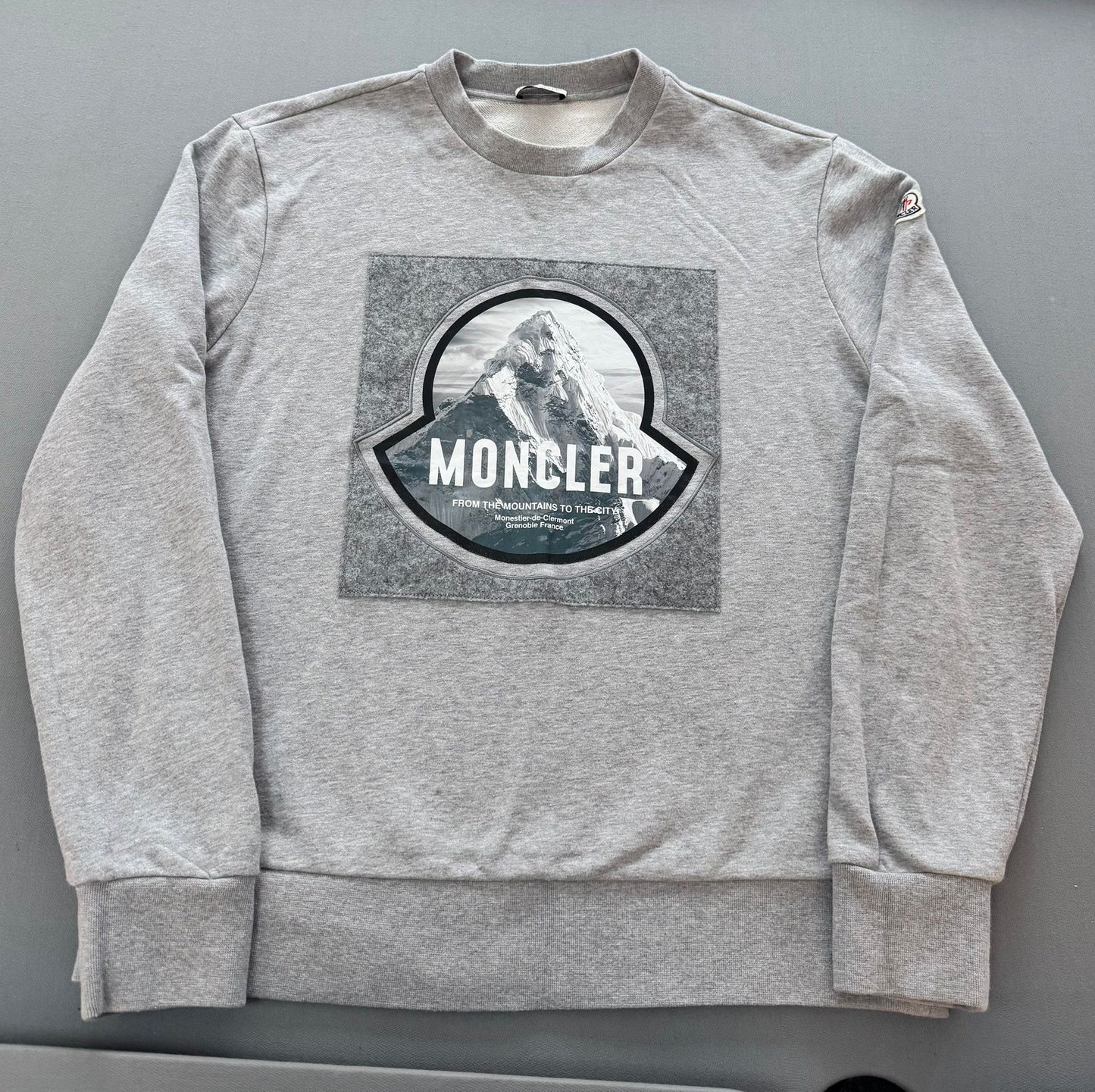 Moncler Grey Mountain Graphic Sweatshirt - XL - 23.5'' PTP