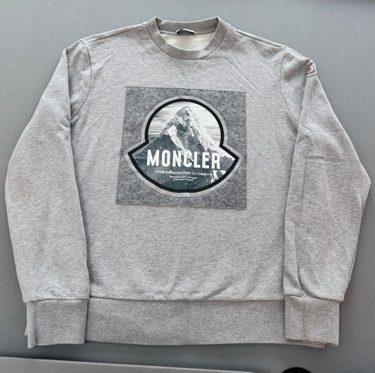 Moncler Grey Mountain Graphic Sweatshirt - XL - 23.5'' PTP