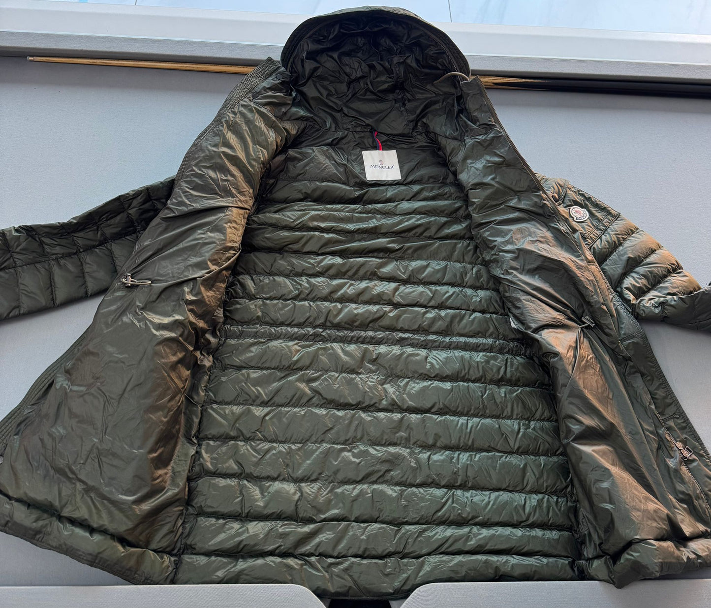 Moncler Benjamin Quilted Khaki Jacket - Size 3 (22''ptp)