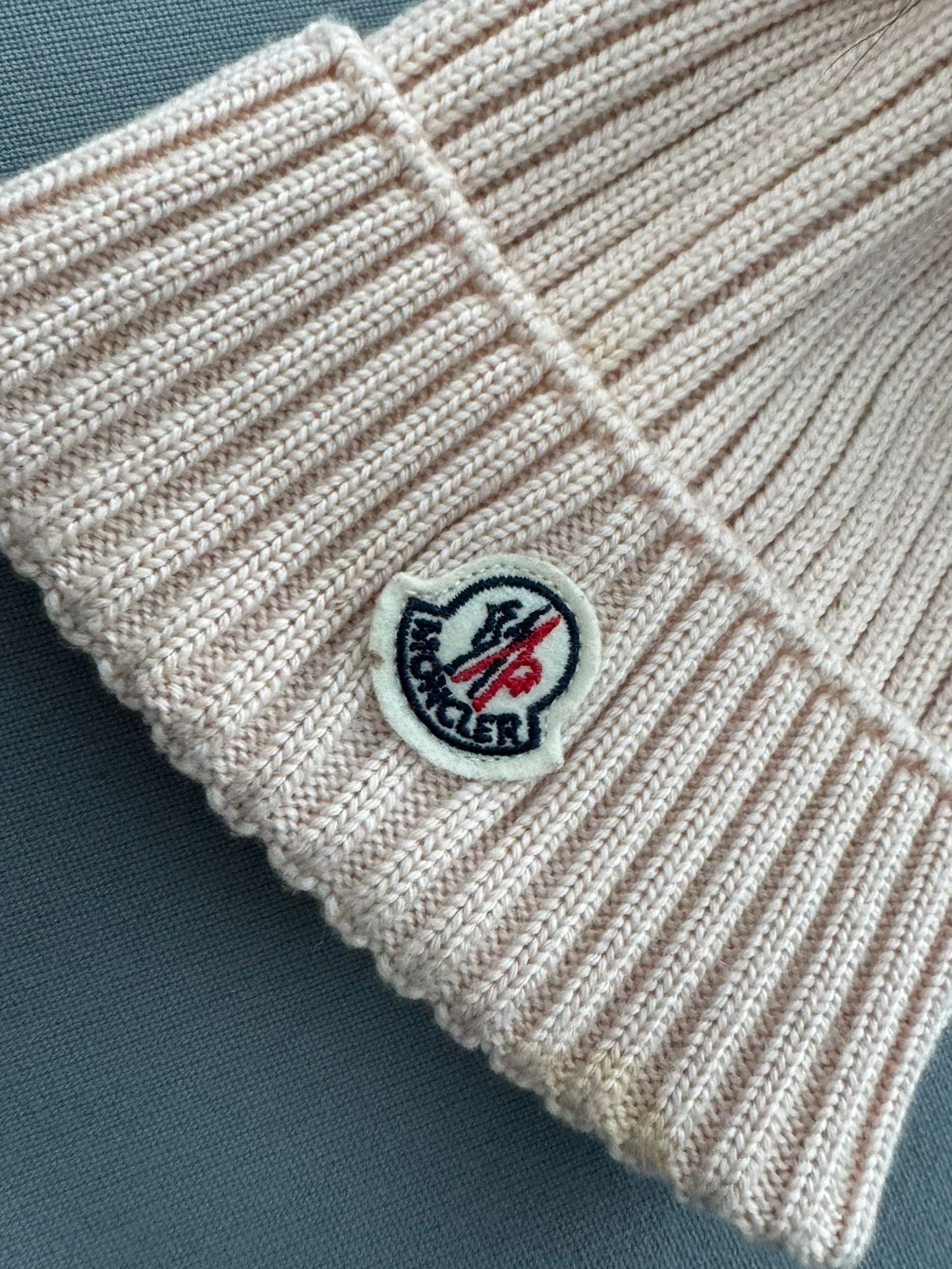 Moncler Light Pink Ribbed Knitted Wool Pink Pom Pom Beanie