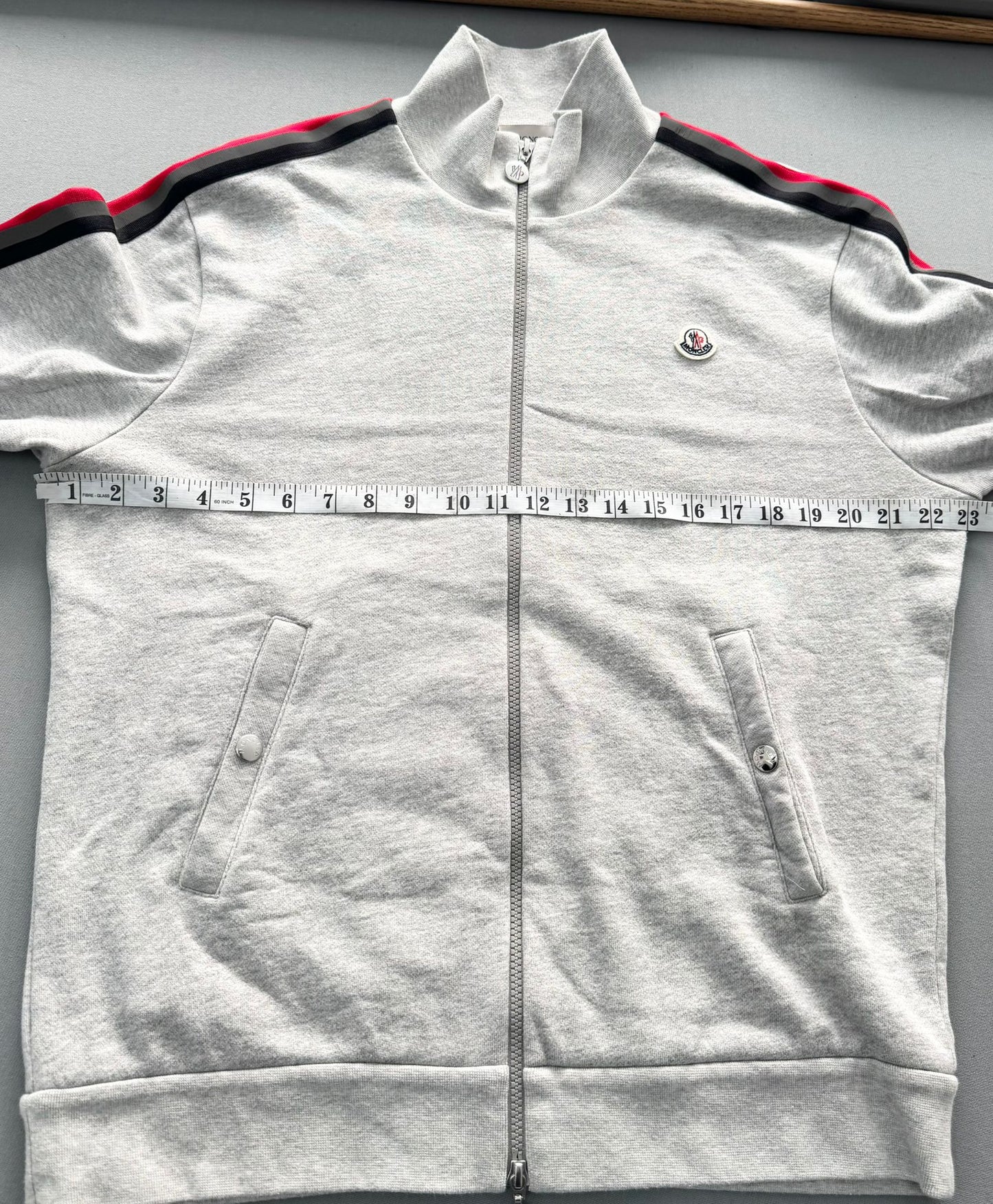 Moncler Grey Reflective Tracktop/ Cardigan - Size: XL (23''ptp)