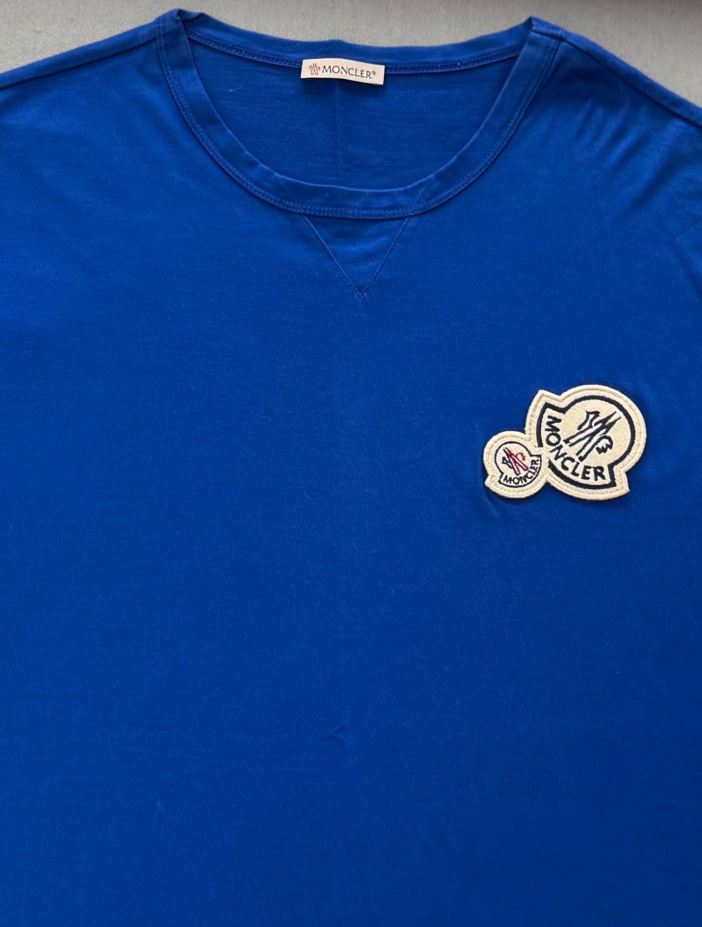 Moncler Double Logo Royal Blue T Shirt - XL (21.5'' ptp)
