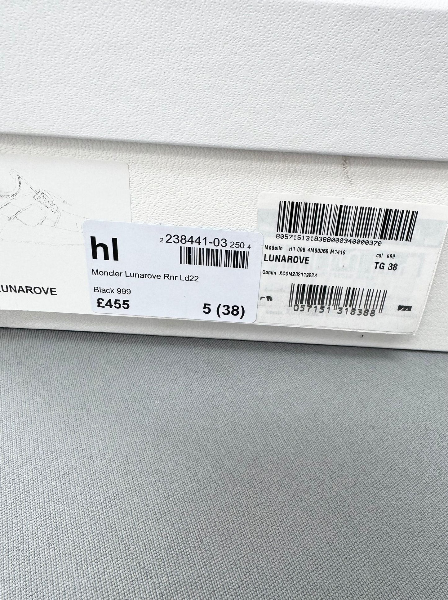 Moncler Black Lunarove Trainers - Size 5 (EU38)