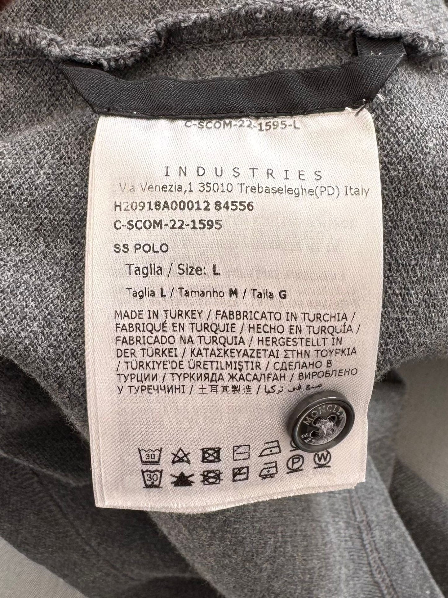 Moncler Dark Grey Polo - Large (21'' PTP)