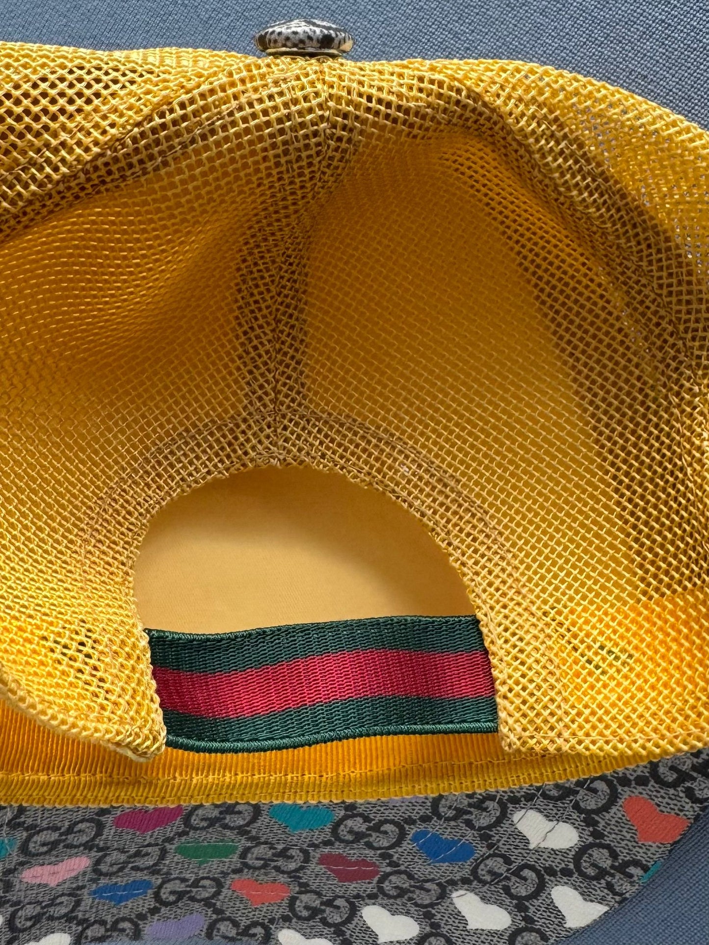 Gucci Kids' GG Heart Baseball Cap In Yellow - Size: M (54cm) Age 7-9