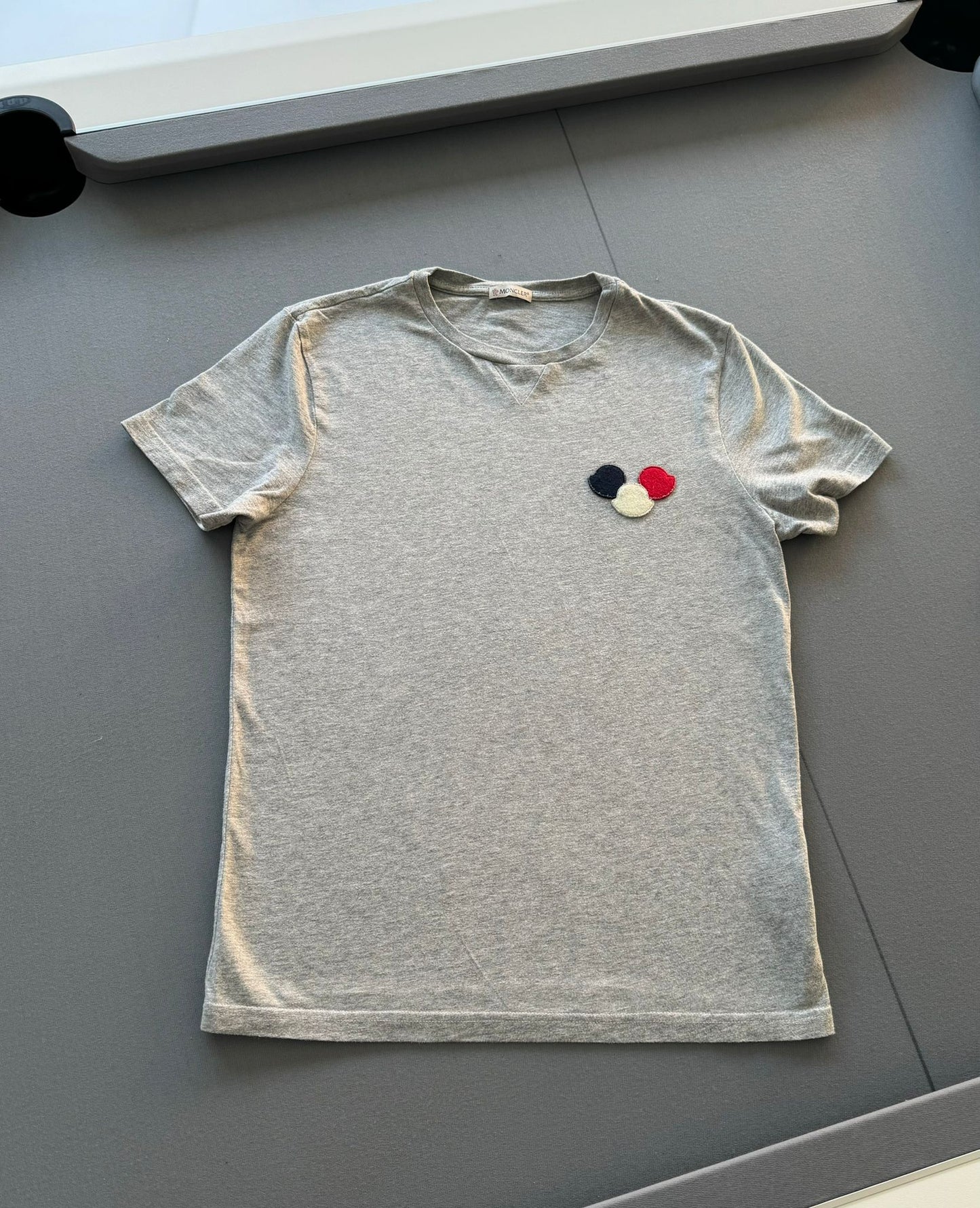 Moncler Grey Logo Patch T-Shirt (Small)
