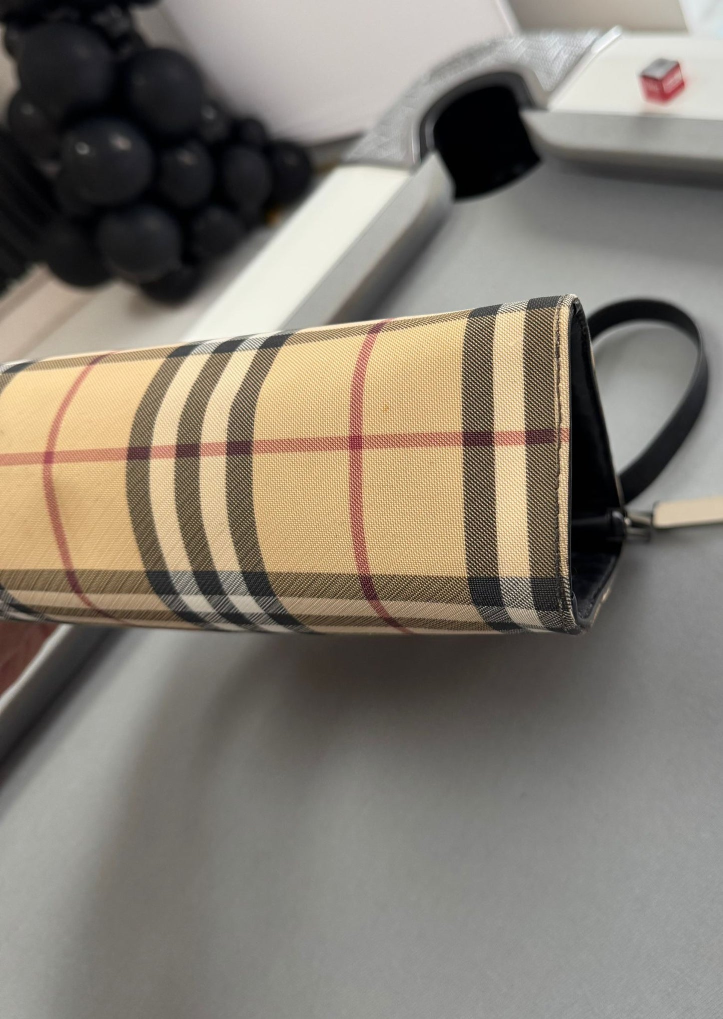 Burberry Check Canvas & Leather Shoulder Bag