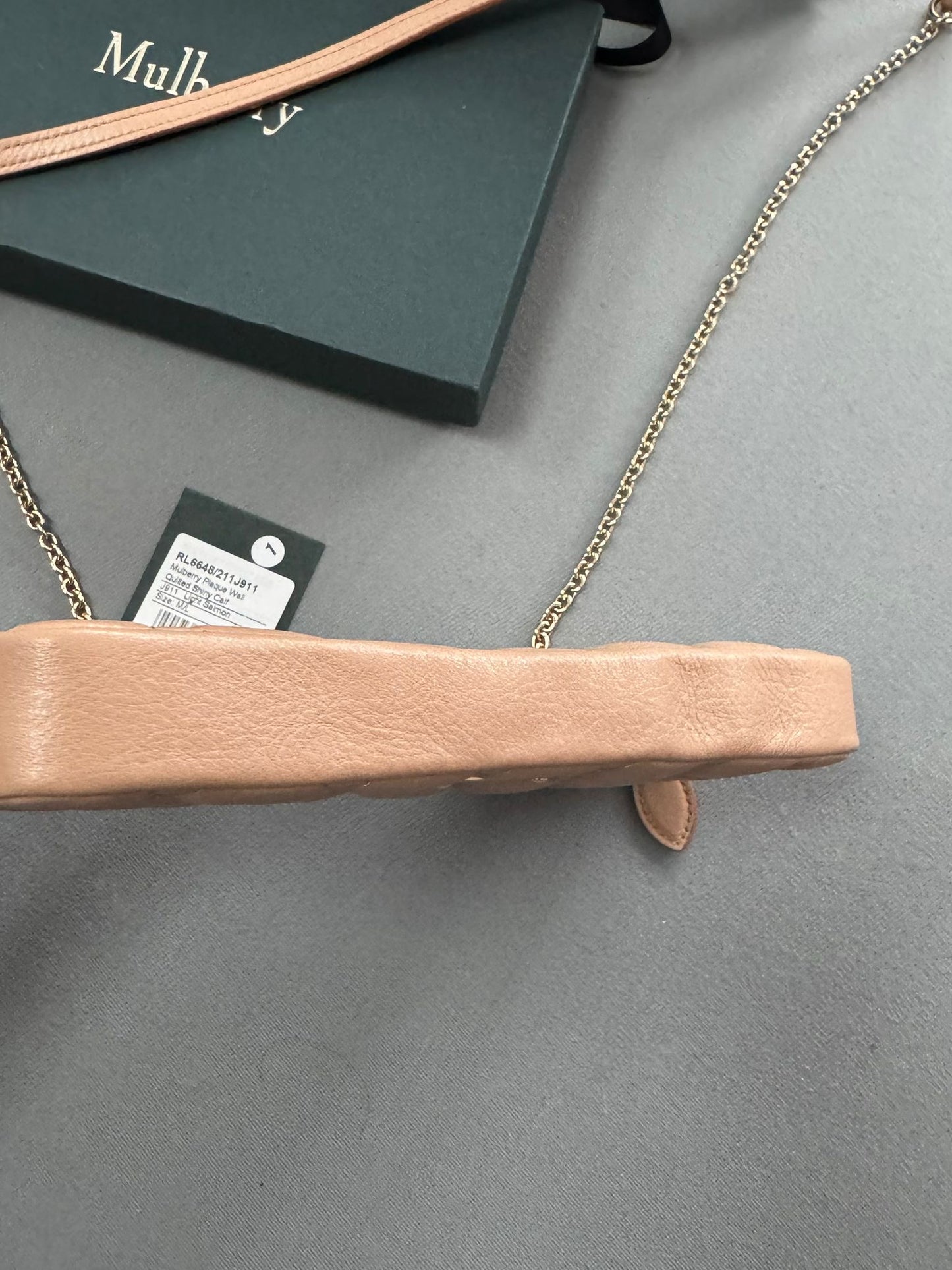 Mulberry Plaque Quilted Wallet On Chain In Light Salmon