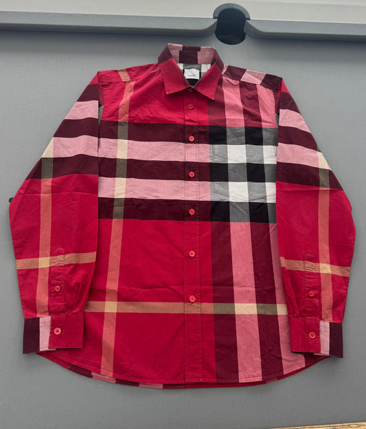 Burberry Somerton Long Sleeve Red Check Shirt - Large- 22.5” PTP