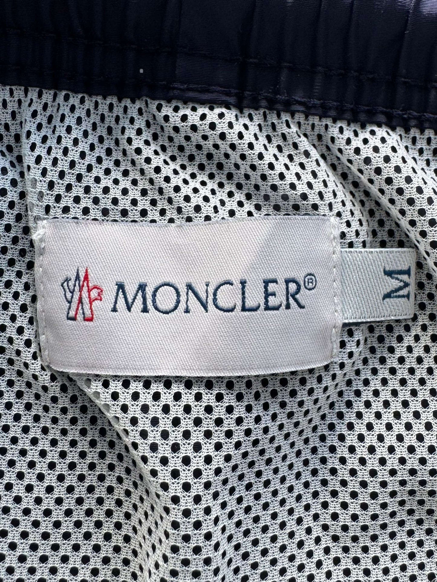 Moncler Navy Logo-Appliquéd Striped Swim Shorts - Size: Medium (Fits 32-34'' waist)