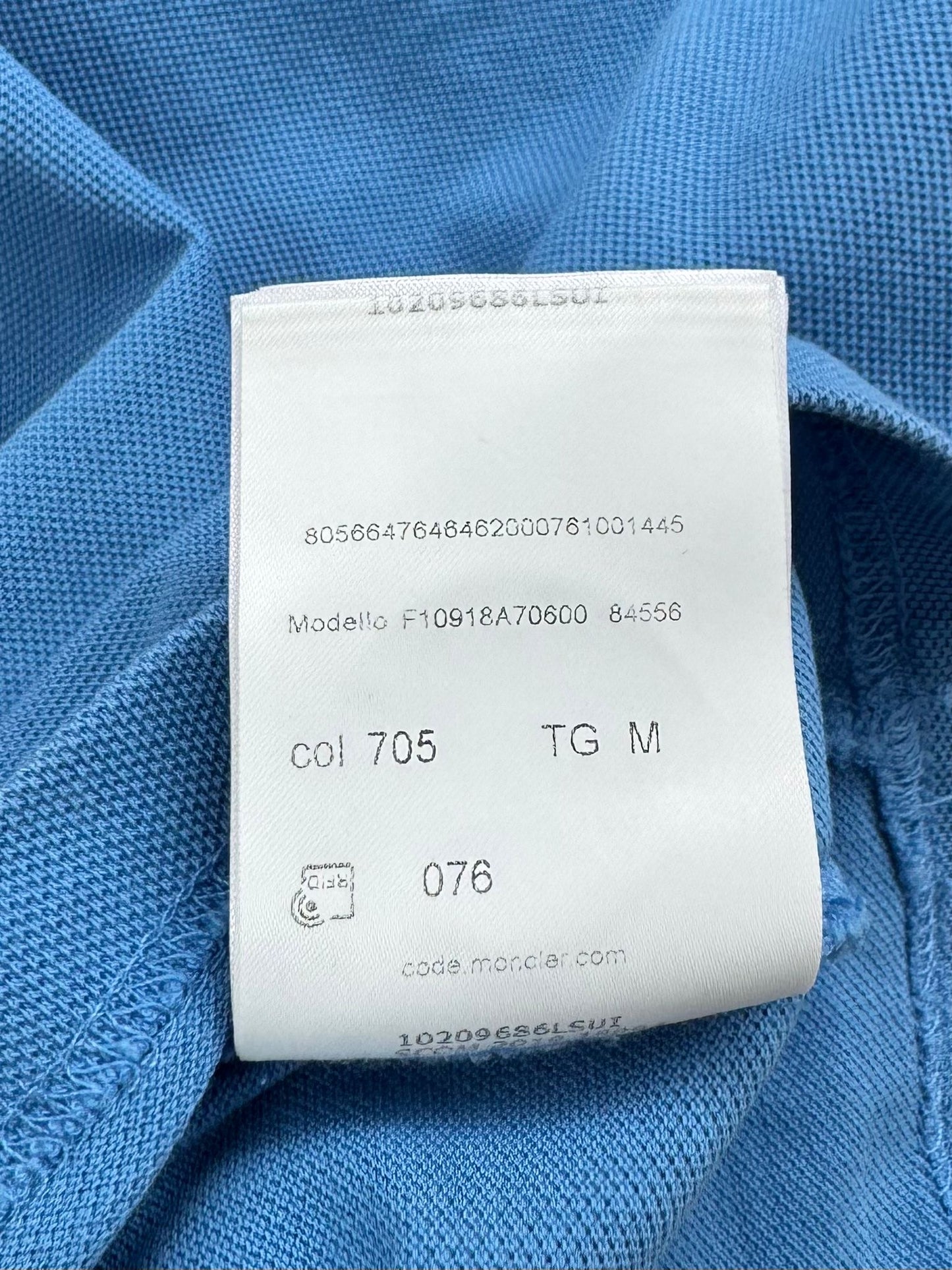 Moncler Blue Polo T-shirt - Medium (19.5”PTP)