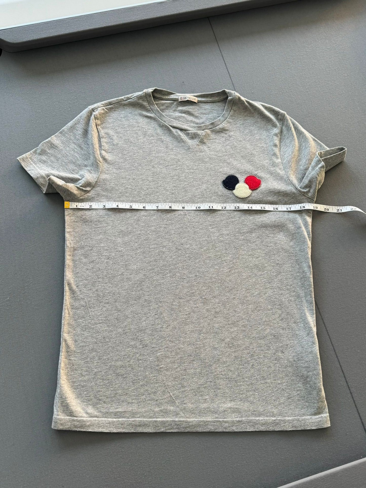 Moncler Grey Logo Patch T-Shirt (Small)